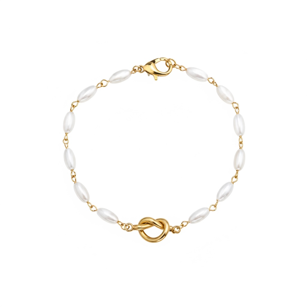 Celine Knot Bracelet in gold with freshwater pearls – Weekendplans